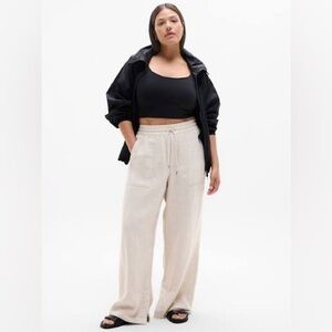 ATHLETA Retreat Linen Mid Rise Wide Leg Pant (Small Tall, Undyed)